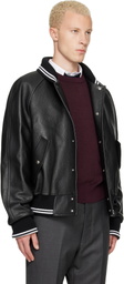Thom Browne Black Raglan Sleeve Oversized Leather Blouson Jacket
