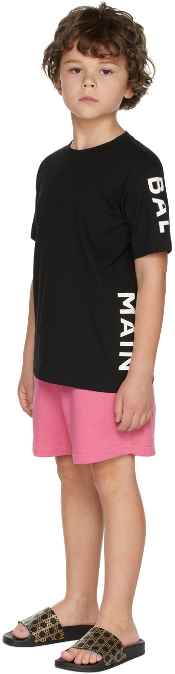 Balmain Kids Black Side Logo T-Shirt Balmain