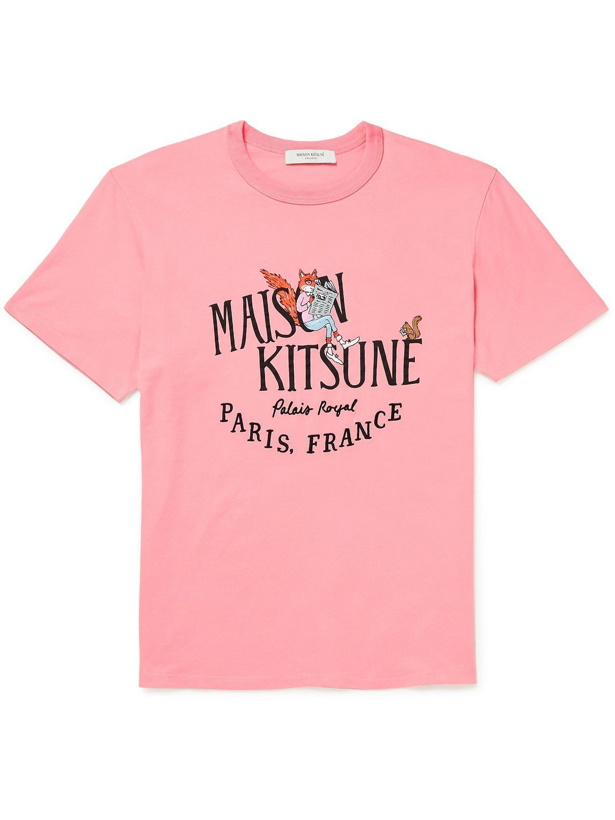Photo: Maison Kitsuné - Olympia Le-Tan Printed Cotton-Jersey T-Shirt - Pink