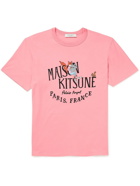 Maison Kitsuné - Olympia Le-Tan Printed Cotton-Jersey T-Shirt - Pink