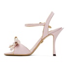 Dolce and Gabbana Pink Bow Tie Strap Heeled Sandals