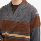 Universal Works Men's Blanket Wool Kyoto Work Jacket in Charcoal Stripe