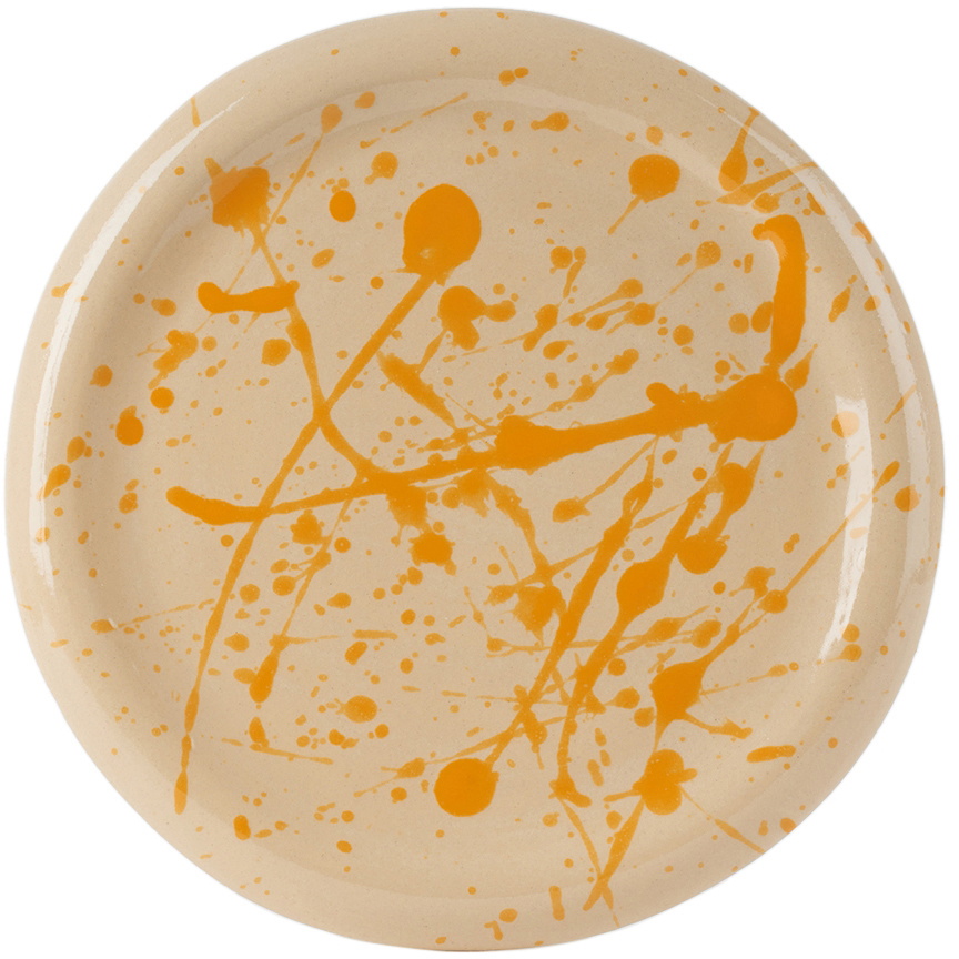 BOMBAC Off-White & Orange Splatter Plate