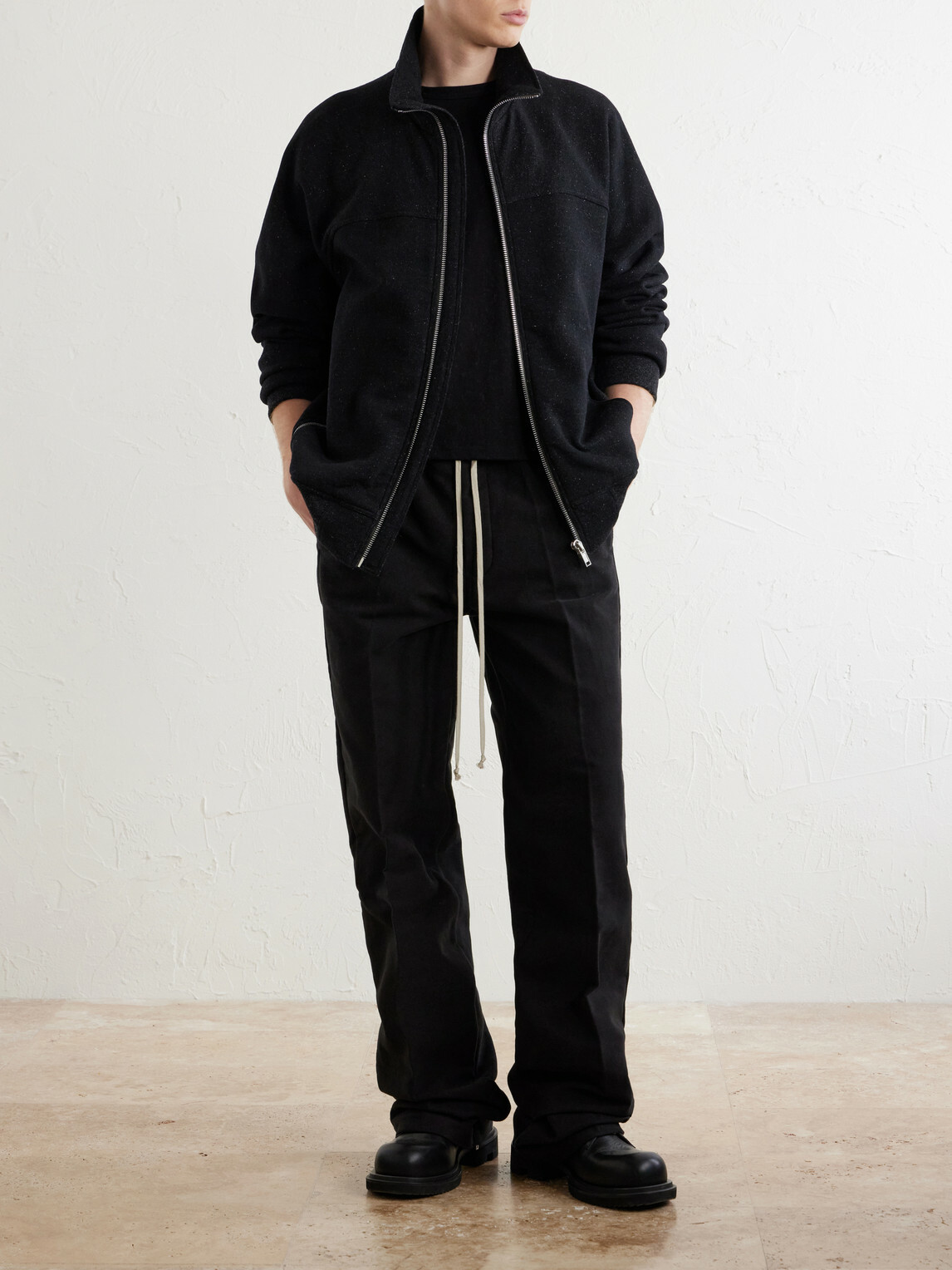 Rick Owens - Wool and Cotton-Blend Zip-Up Sweater - Black