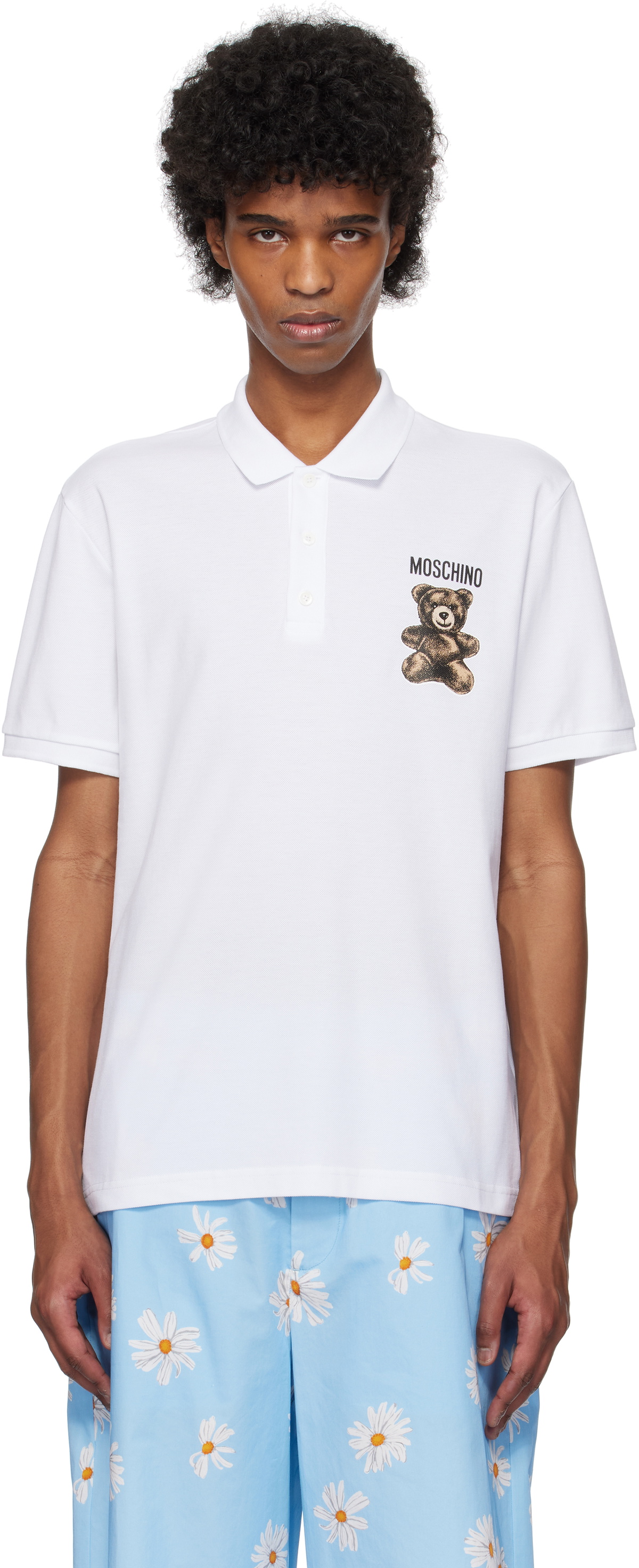 Moschino White Teddy Bear Polo