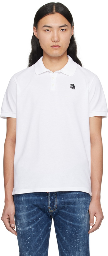 Photo: Dsquared2 White Tennis Fit Polo