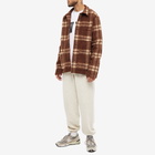 Universal Works Men's Check Wool Fleece Field Jacket in Brown