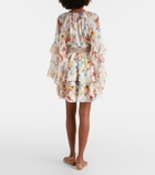 Camilla Embellished floral ruffled silk minidress