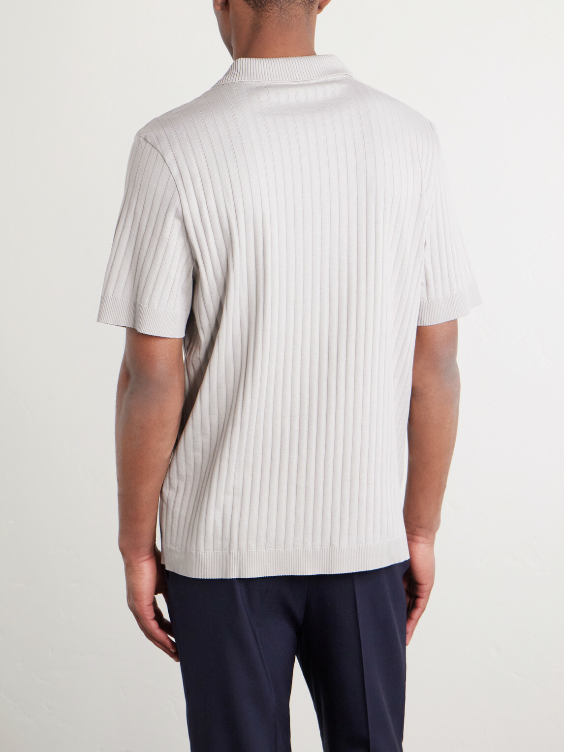 Mr P. - Knitted Cotton Polo Shirt - Gray