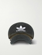 Balenciaga - adidas Distressed Logo-Embroidered Cotton-Twill Baseball Cap - Black