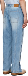 Solid Homme Blue Side Zipper Wide Jeans