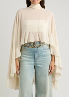 Chloe Ruffled Cape-effect Silk-georgette top White