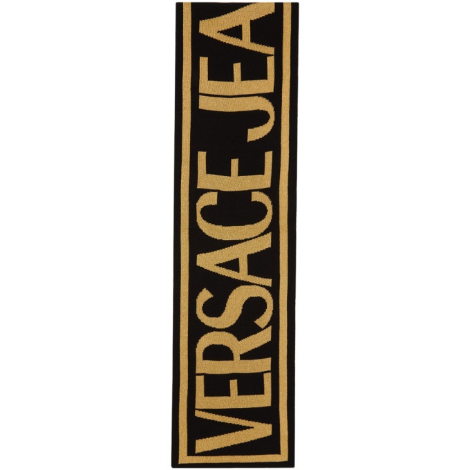 Photo: Versace Jeans Couture Black and Gold Logo Scarf