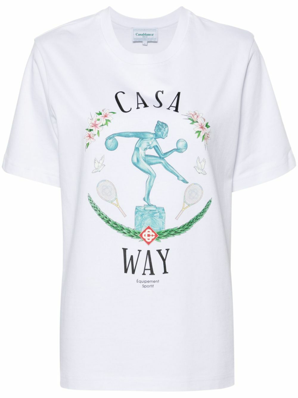 Casablanca White Sport Print Organic Cotton T-Shirt