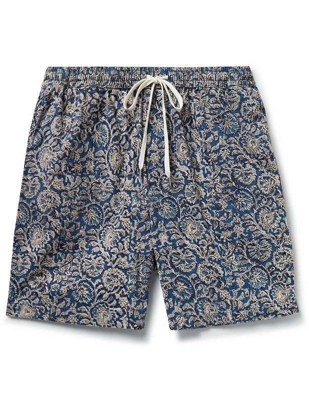 Photo: Corridor - Printed Cotton Drawstring Shorts - Blue