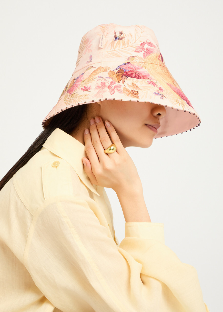 Zimmermann Reversible Printed Linen Bucket hat - Multi  display picture 2