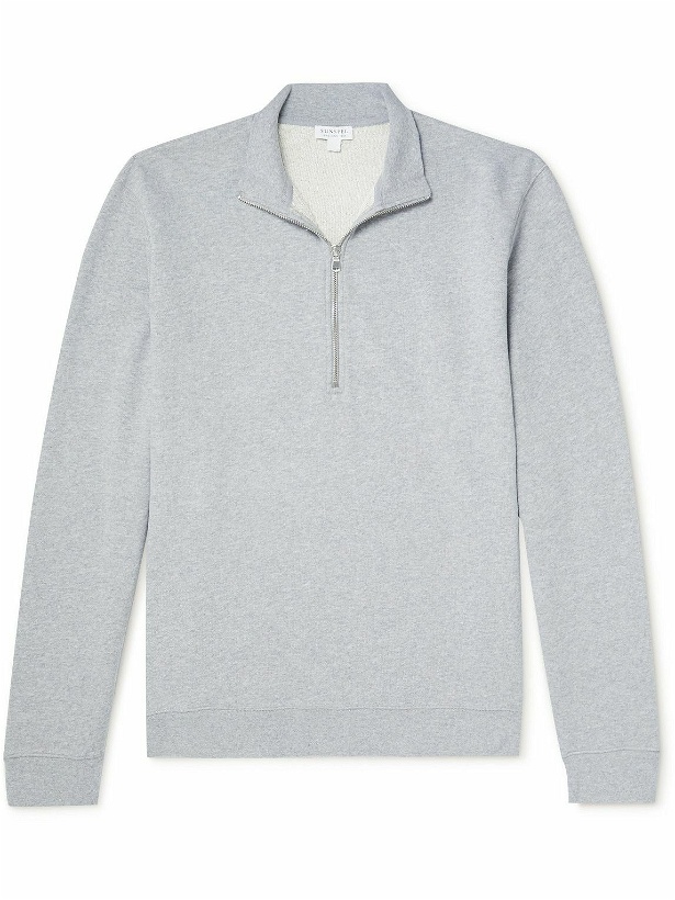 Photo: Sunspel - Cotton-Jersey Half-Zip Sweatshirt - Gray