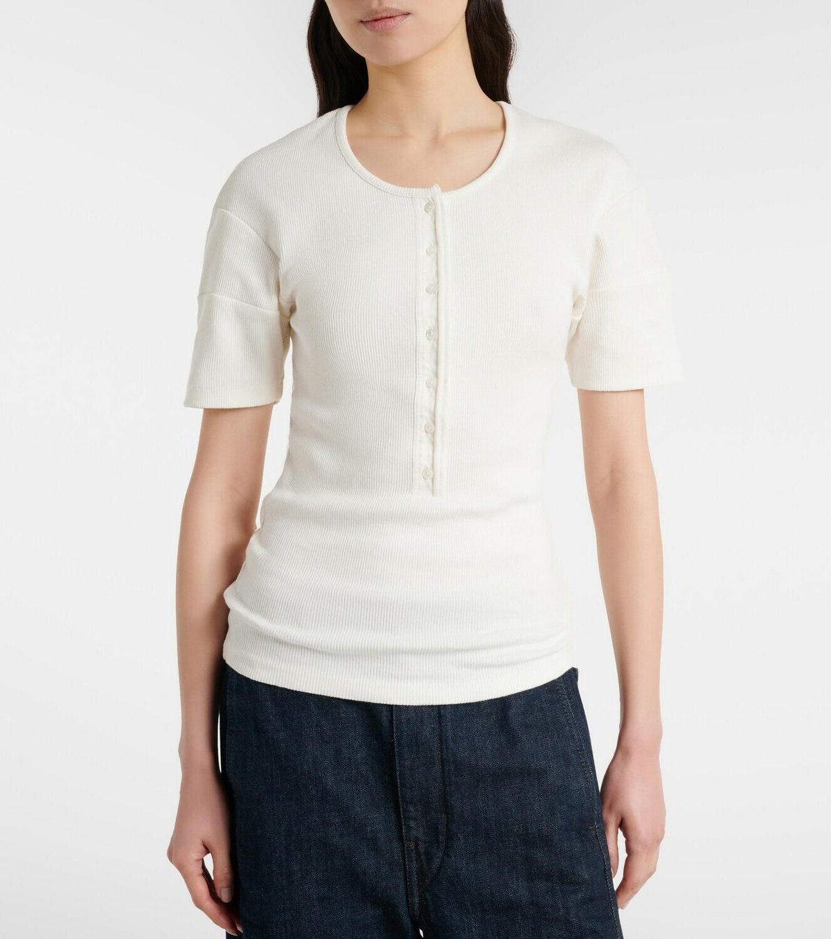 Lemaire Cotton and linen jersey Henley shirt