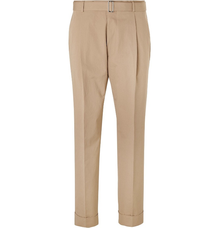Photo: Officine Generale - Hugo Tapered Belted Cotton-Poplin Suit Trousers - Neutrals