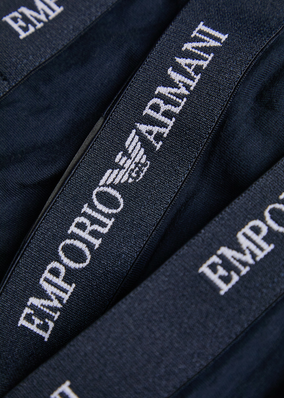 Emporio Armani Logo-jacquard Stretch-cotton Trunks set of Three Navy