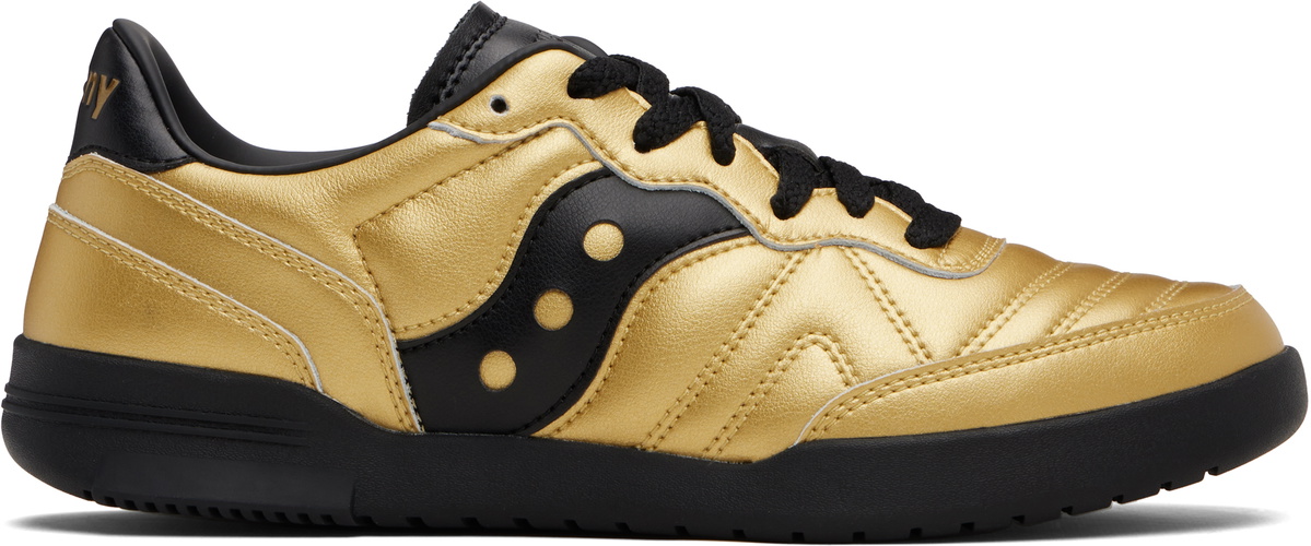 Saucony Gold & Black 586i Leather Sneakers