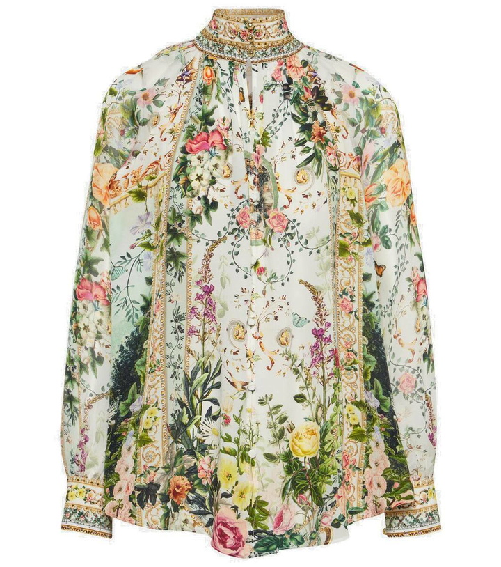 Photo: Camilla Floral high-neck silk crêpe blouse