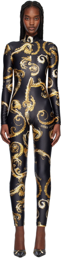 Photo: Versace Jeans Couture Black & Gold Chromo Couture Catsuit