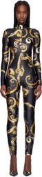 Versace Jeans Couture Black & Gold Chromo Couture Catsuit
