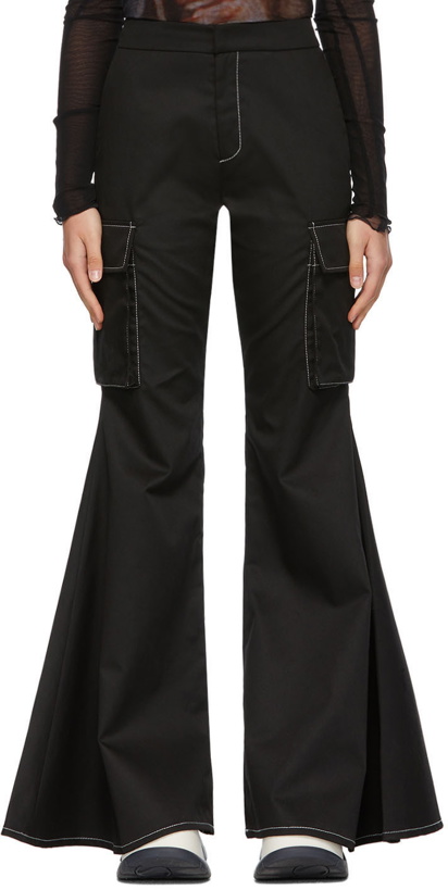 Photo: Sunnei Black Flared Cargo-Fit Trousers
