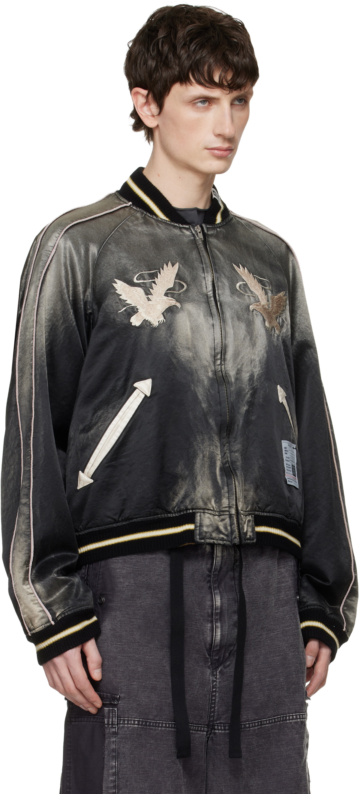 Maison MIHARA YASUHIRO Black Sun Faded Like Souvenir Bomber Jacket