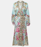 Camilla Embellished floral silk satin robe