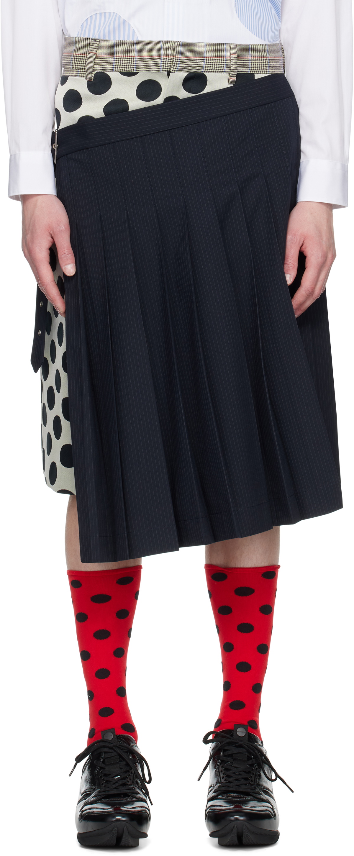 Charles Jeffrey LOVERBOY Navy & Beige Waisted Skort