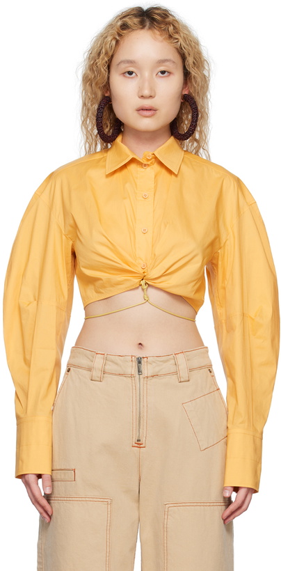 Photo: Jacquemus Yellow Le Raphia 'La Chemise Plidao' Shirt