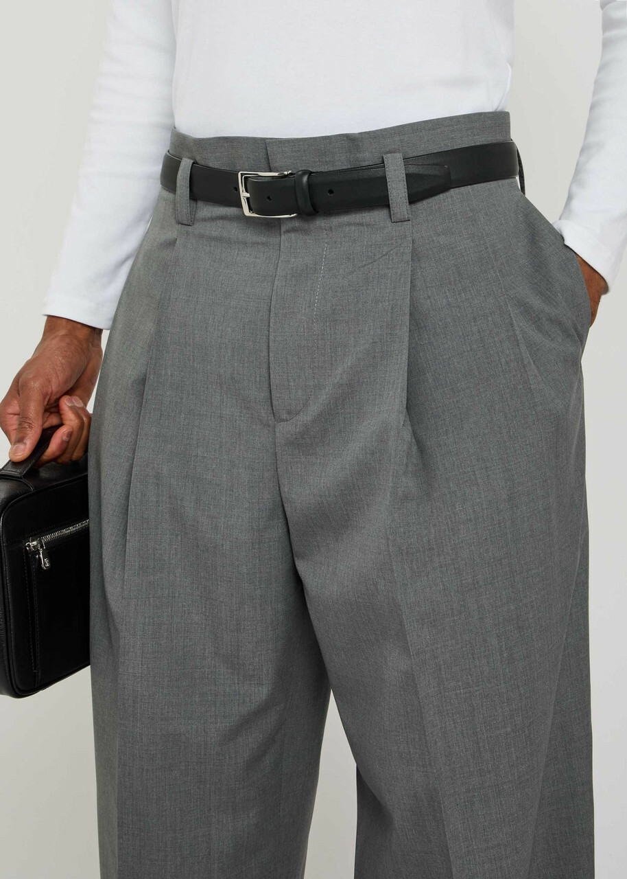 Jil Sander Pleated Wool Trousers Grey