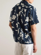 Club Monaco - Convertible-Collar Floral-Print Linen Shirt - Blue