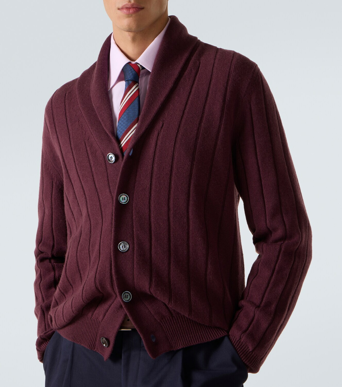 Kiton Rib-knitted cashmere cardigan