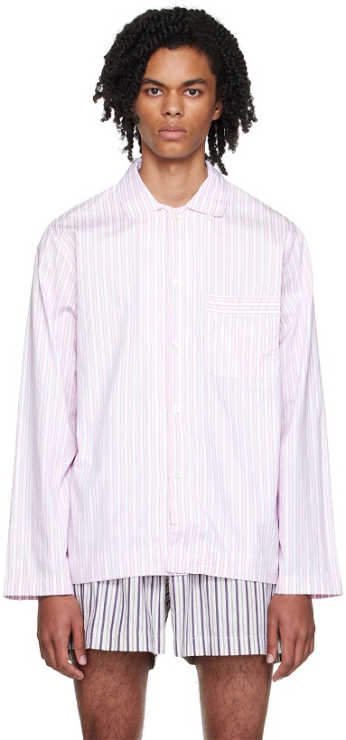 Photo: Tekla Pink Stripe Long Sleeve Pyjama Shirt