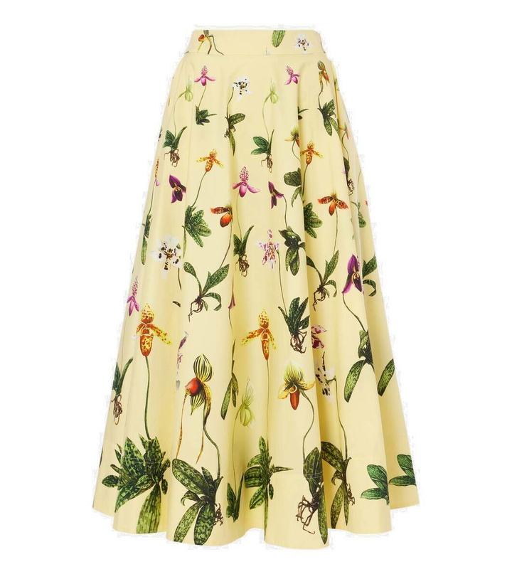 Photo: Oscar de la Renta Floral cotton-blend poplin midi skirt