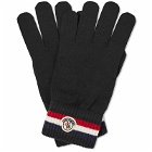 Moncler Men's Tricolour Logo Gloves in Navy