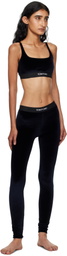 TOM FORD Navy Lustrous Velour Signature Leggings