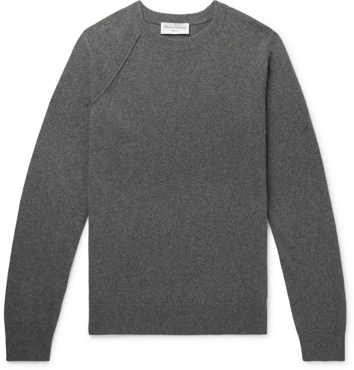 Photo: Officine Generale - Mélange Cashmere and Wool-Blend Sweater - Gray