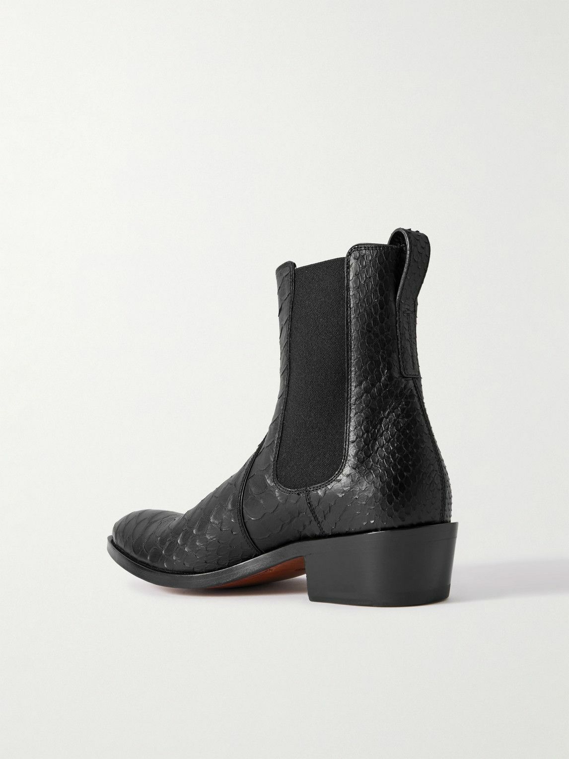 TOM FORD - Python-Effect Leather Chelsea Boots - Black