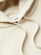 AMI PARIS - Logo-Embroidered Organic Cotton-Jersey Hoodie - Neutrals