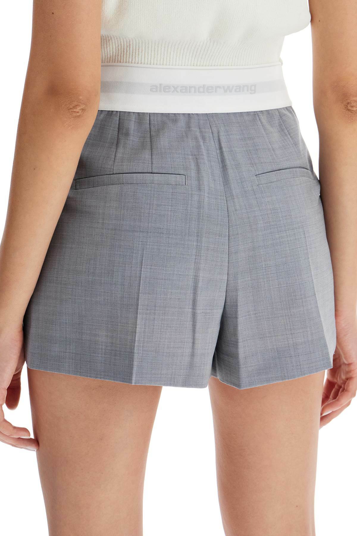ALEXANDER WANG pleated shorts with branded band Grey Alexander Wang