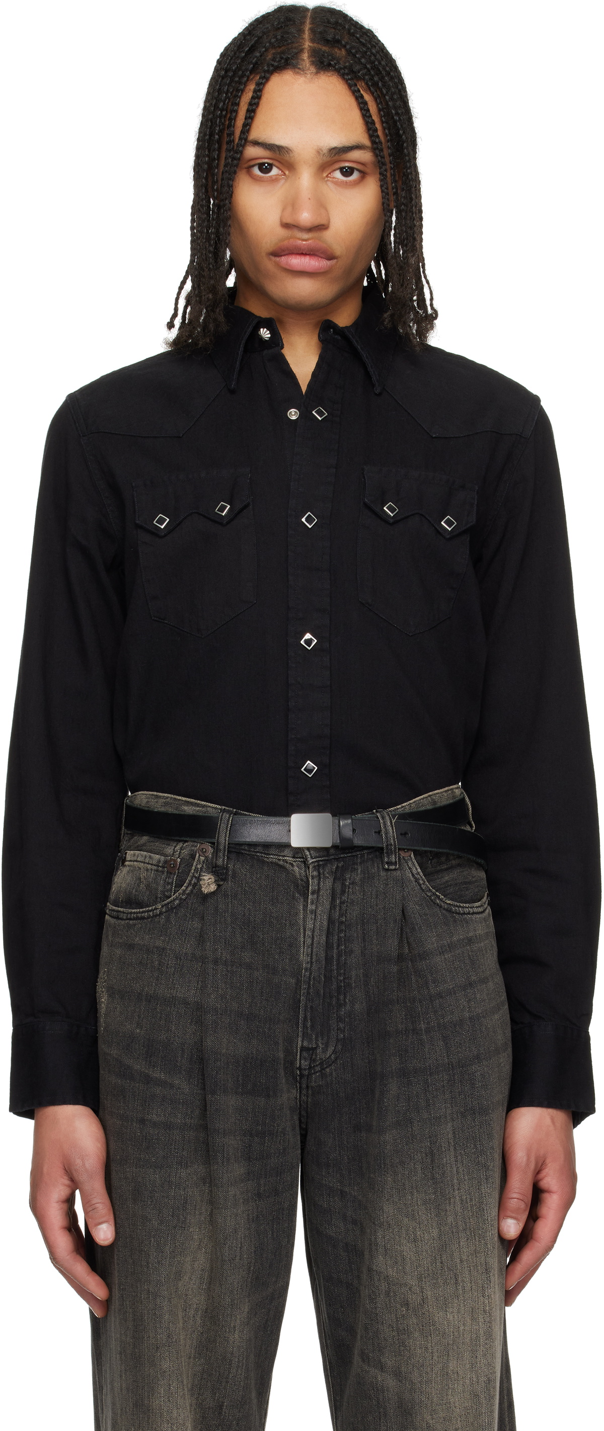 【極美品】RRL BLACK WESTERN DENIM SHIRT コンチョ 極美品】RRL BLACK WESTERN DENIM SHIRT コンチョ