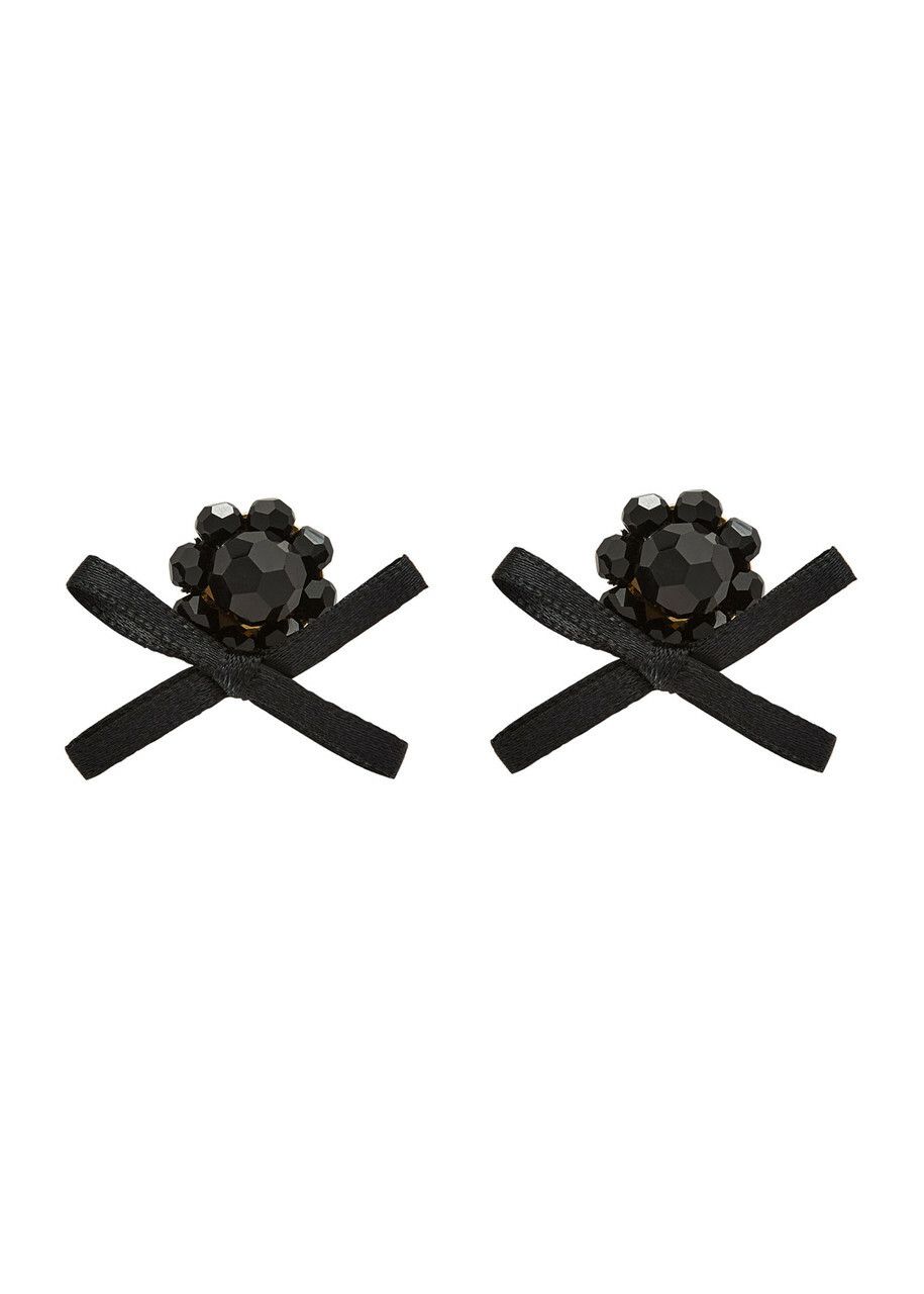 Simone Rocha Petite Bow Crystal-embellished Stud Earrings - Black - One Size
