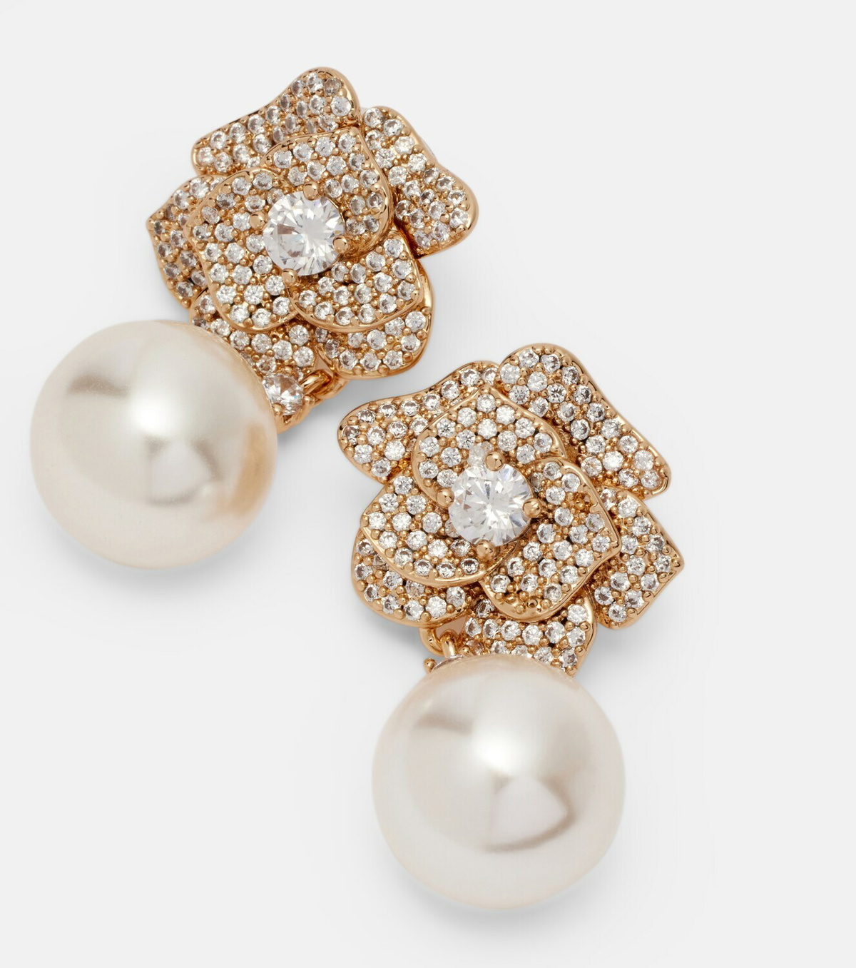 Self-Portrait Embellished faux pearl drop earrings