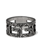 Gucci - Engraved Burnished Sterling Silver Ring - Men - Silver