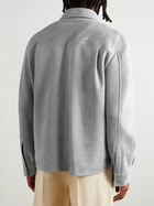 LOEWE - Oversized Logo-Debossed Suede Overshirt - Gray