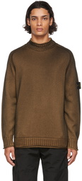 Stone Island Orange Wool Airbrush Turtleneck